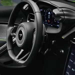 McLaren Artura Steering Wheel with MSO Carbon Fiber Clasp & Extended Shift Paddles