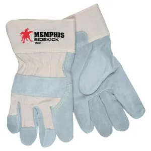 MCR Safety Sidekick Double Select Side Leather Gloves, X-Large, Gray/White, 16010XL