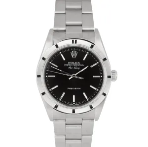 Men's 1997 Rolex Oyster Perpetual Air-King Black 14010 NO HOLES 34mm Watch 14000