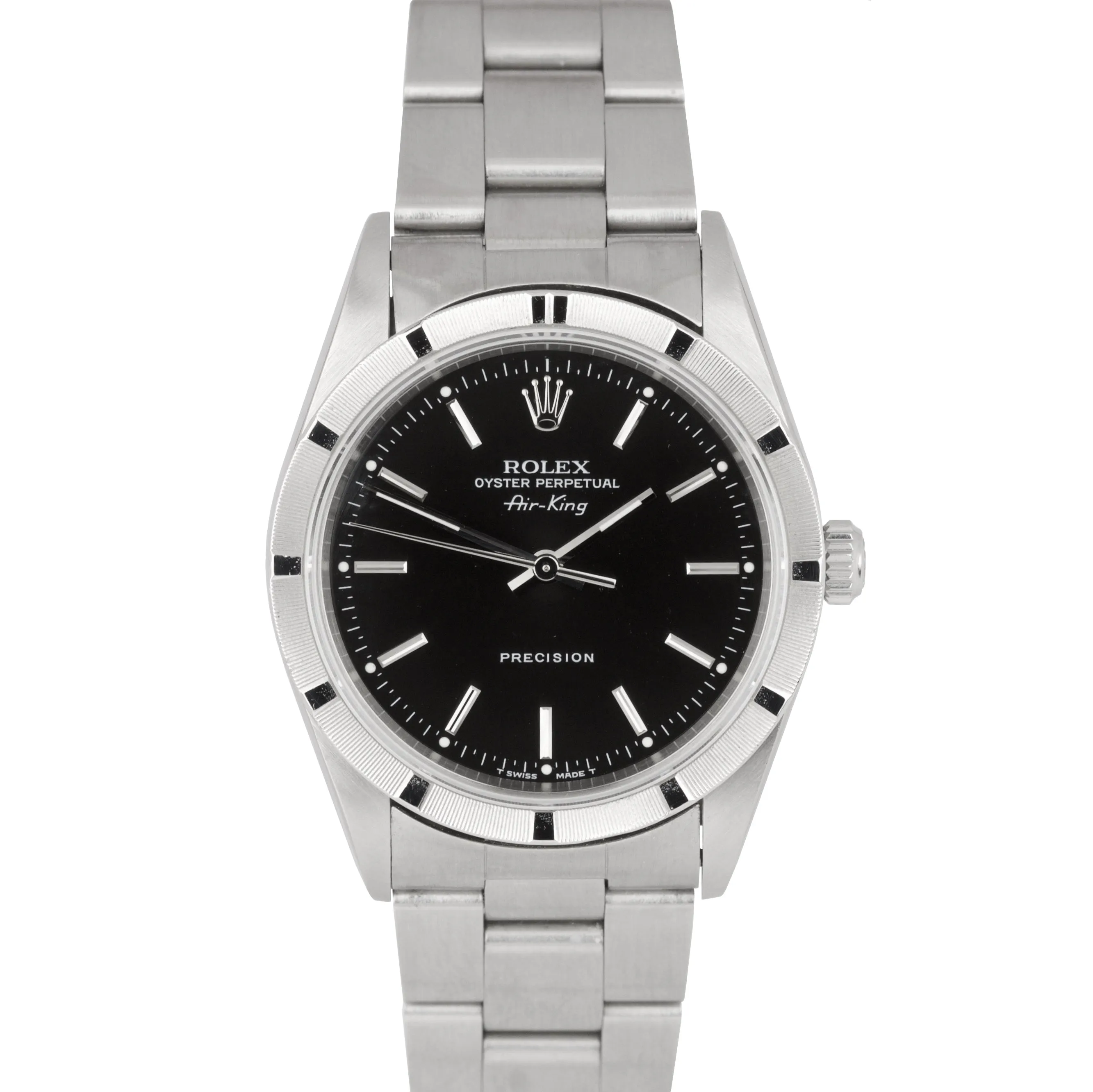 Men's 1997 Rolex Oyster Perpetual Air-King Black 14010 NO HOLES 34mm Watch 14000