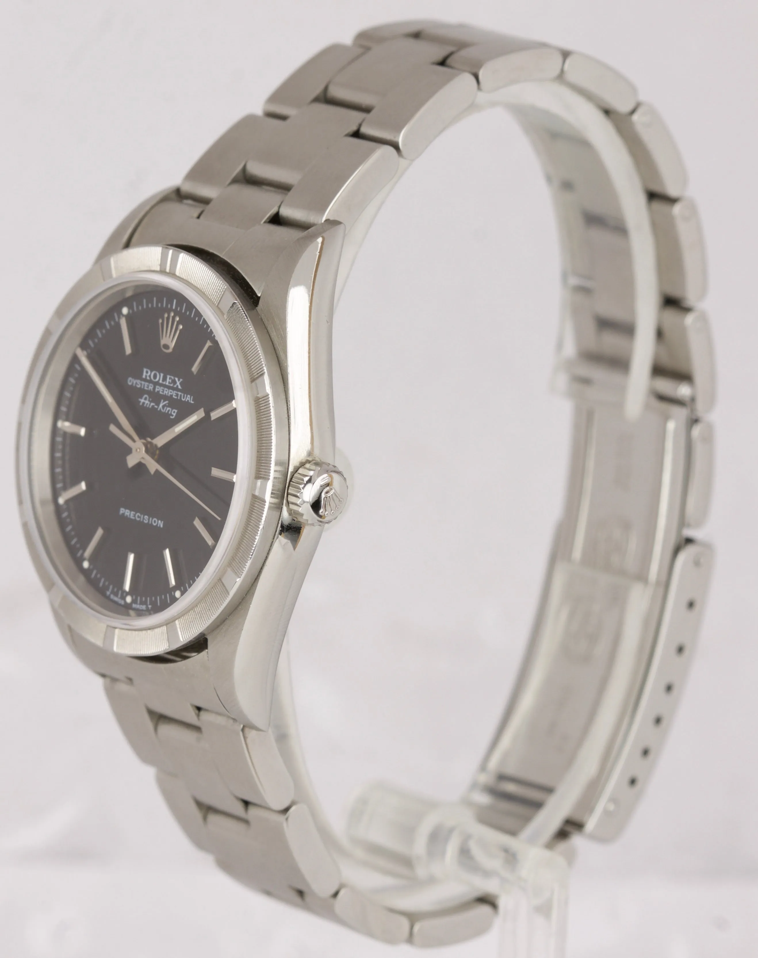 Men's 1997 Rolex Oyster Perpetual Air-King Black 14010 NO HOLES 34mm Watch 14000