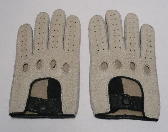 Mens 2-Tone Peccary Leather Driving Gloves