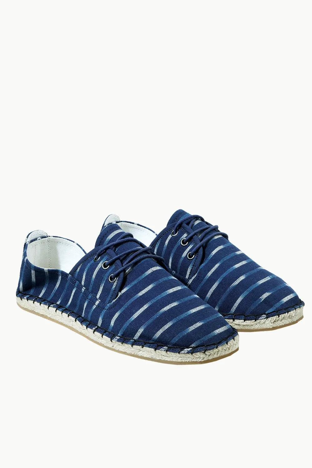 Men's Blue Jacquard Lace-up Espadrilles