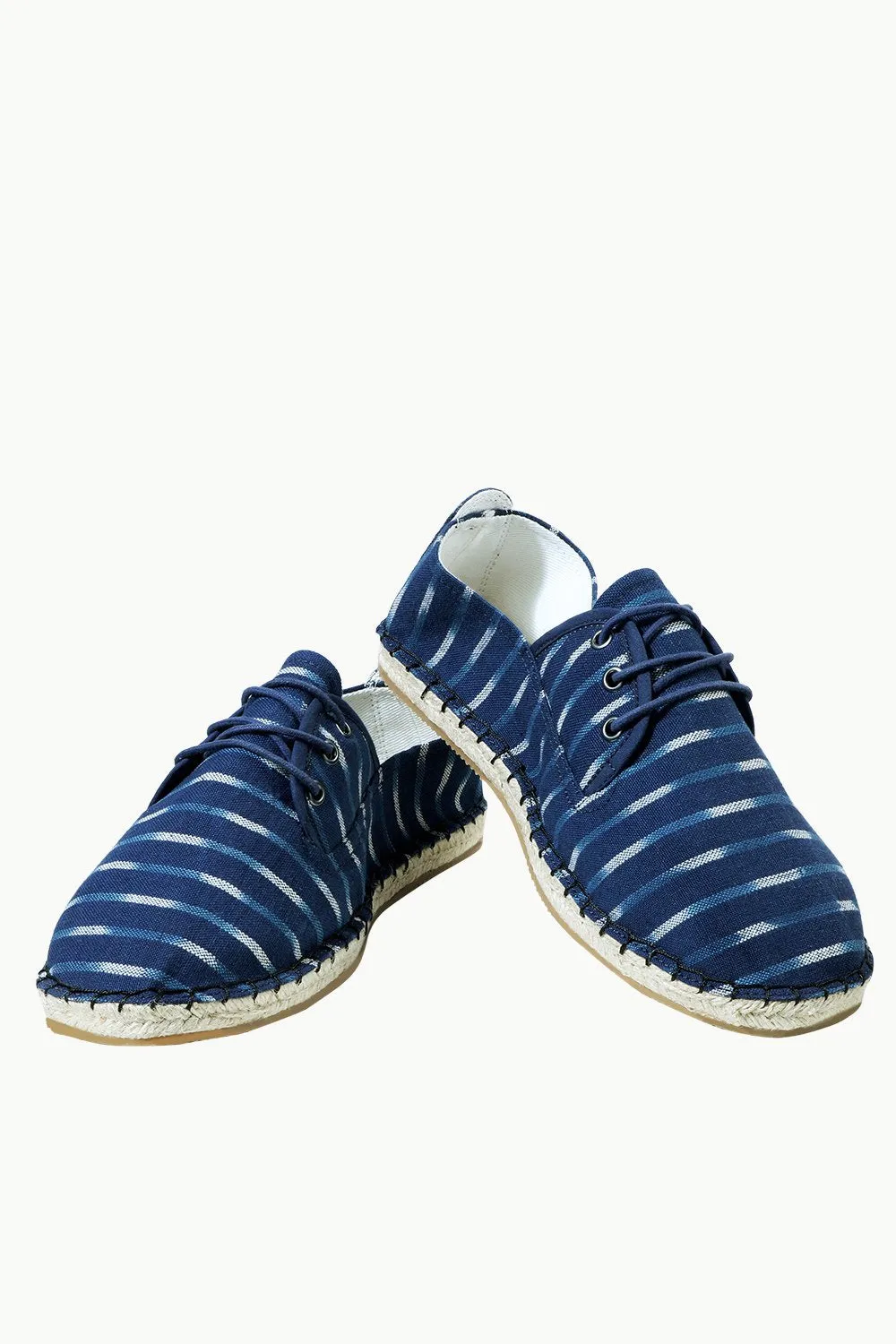 Men's Blue Jacquard Lace-up Espadrilles