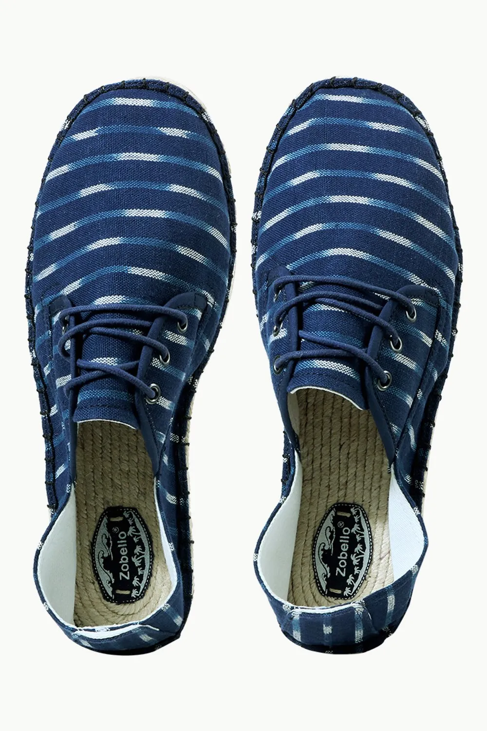 Men's Blue Jacquard Lace-up Espadrilles