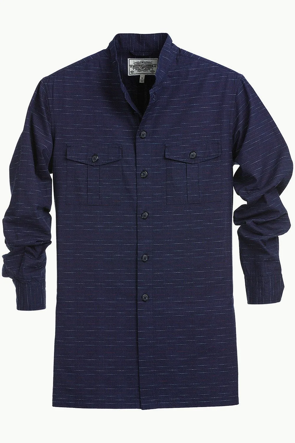 Men's Nehru Collar Short Indigo Ikat Kurta