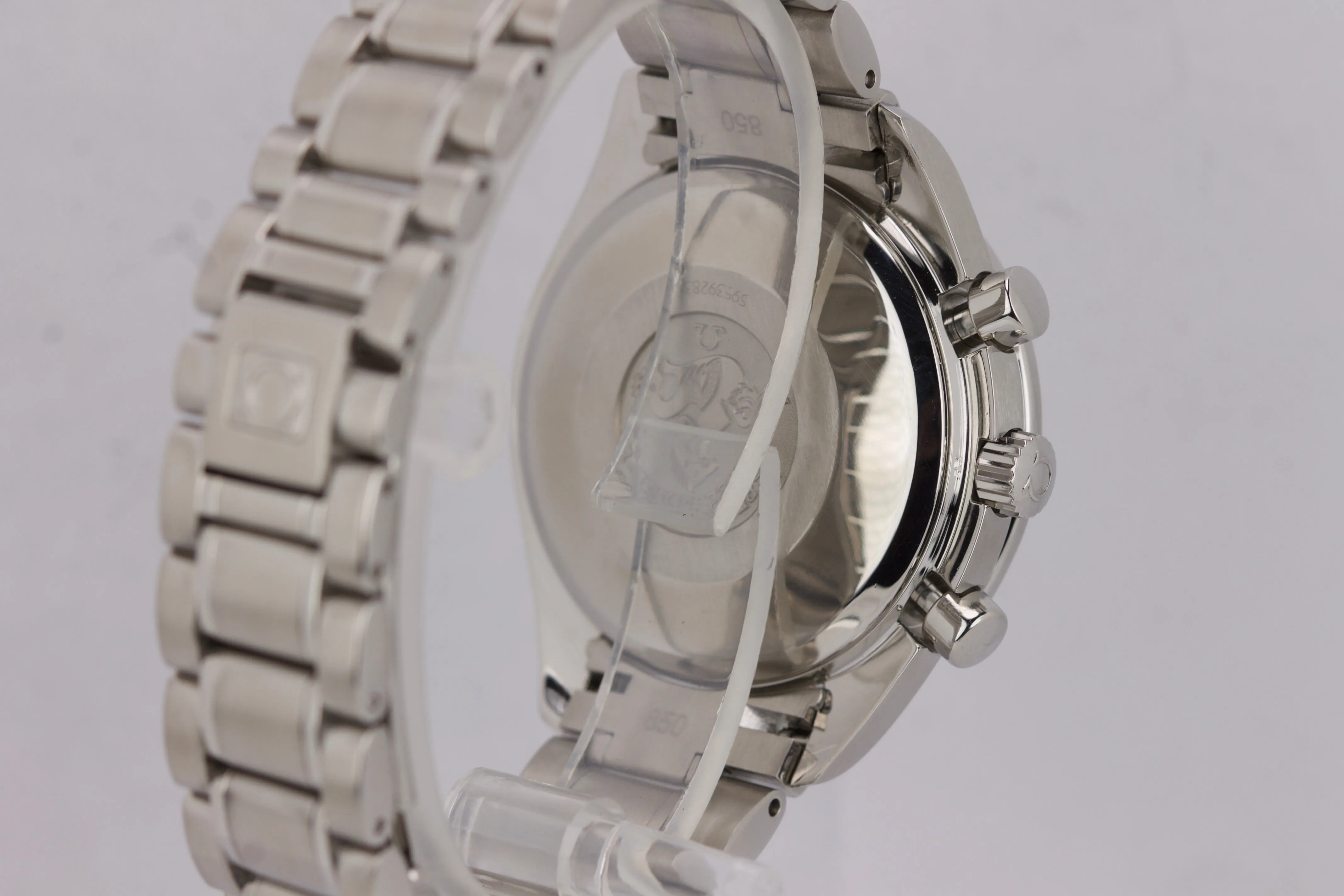 Men's Omega Speedmaster 39mm Date Chronograph Stainless Black Watch 3513.50