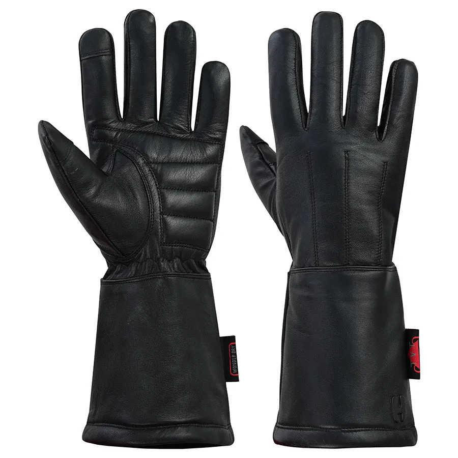 Men's Water Resistant Deerskin Leather Lined for Winter Gauntlet Gloves