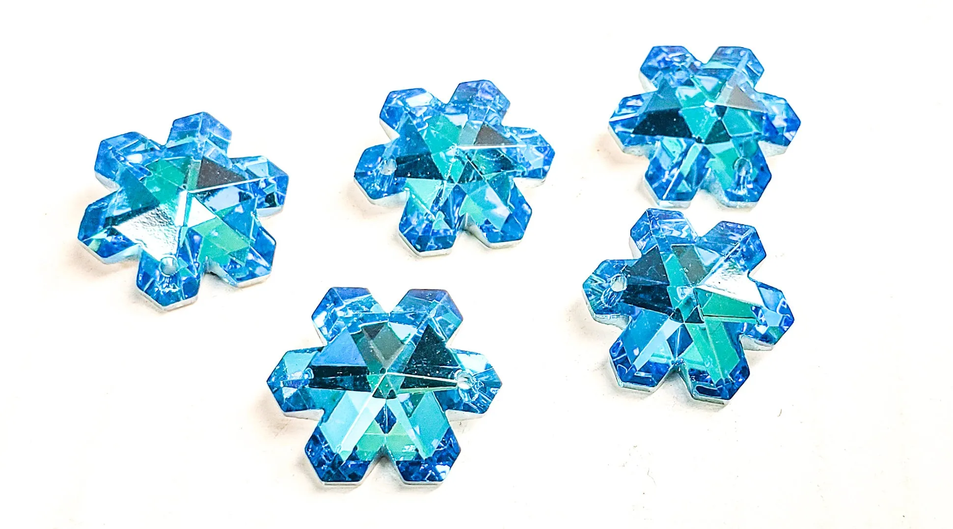 Metallic Aqua Snowflake Chandelier Crystals, 20mm Pendants Pack of 5