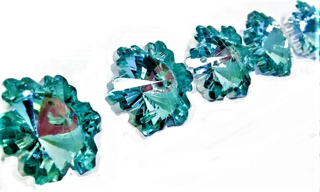 Metallic Aqua Snowflake Chandelier Crystals, 30mm Beads Pack of 5