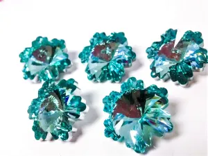 Metallic Aqua Snowflake Chandelier Crystals, 30mm Beads Pack of 5