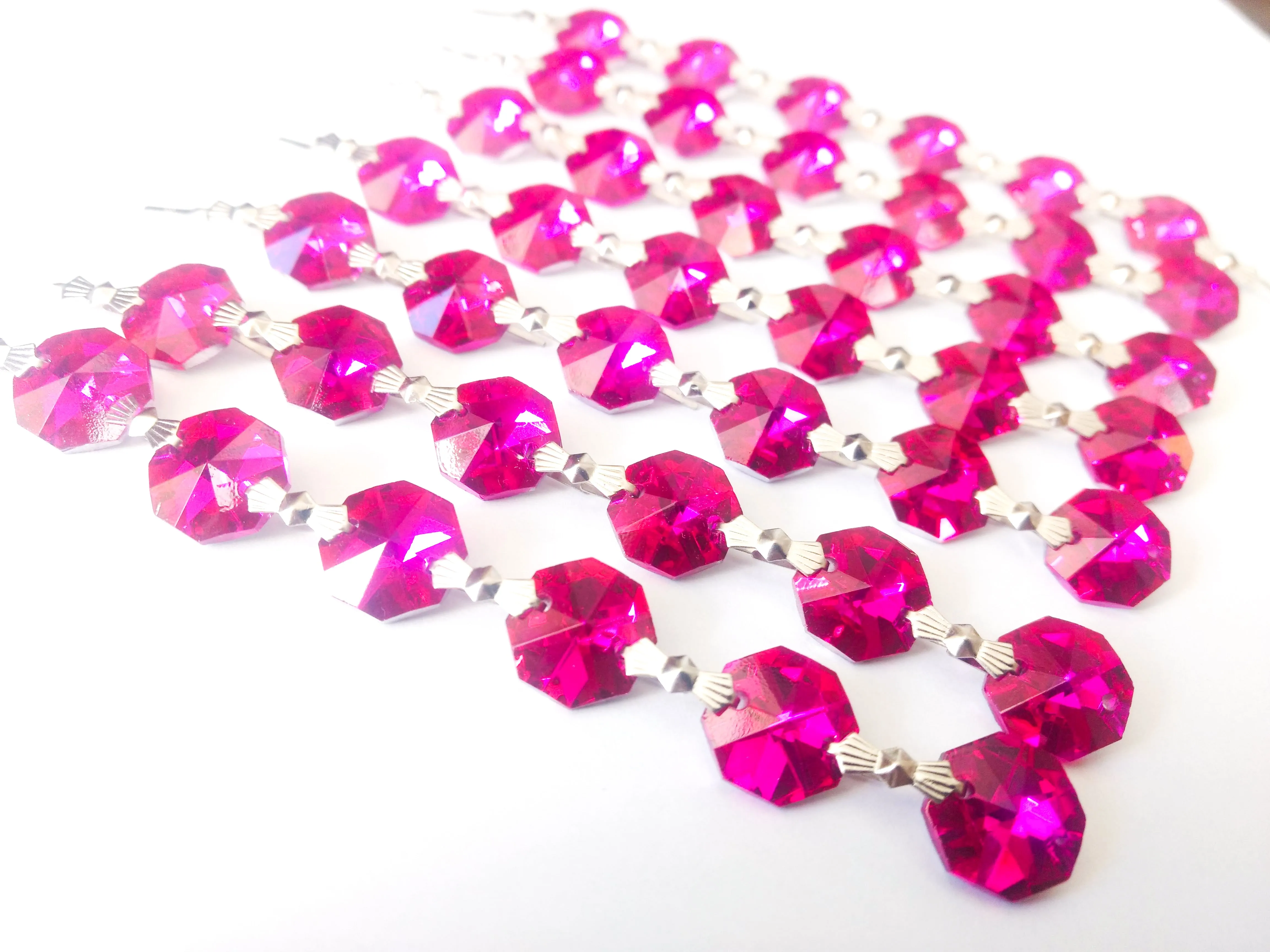 Metallic Fuchsia Pink Chandelier Crystal Garland Yard