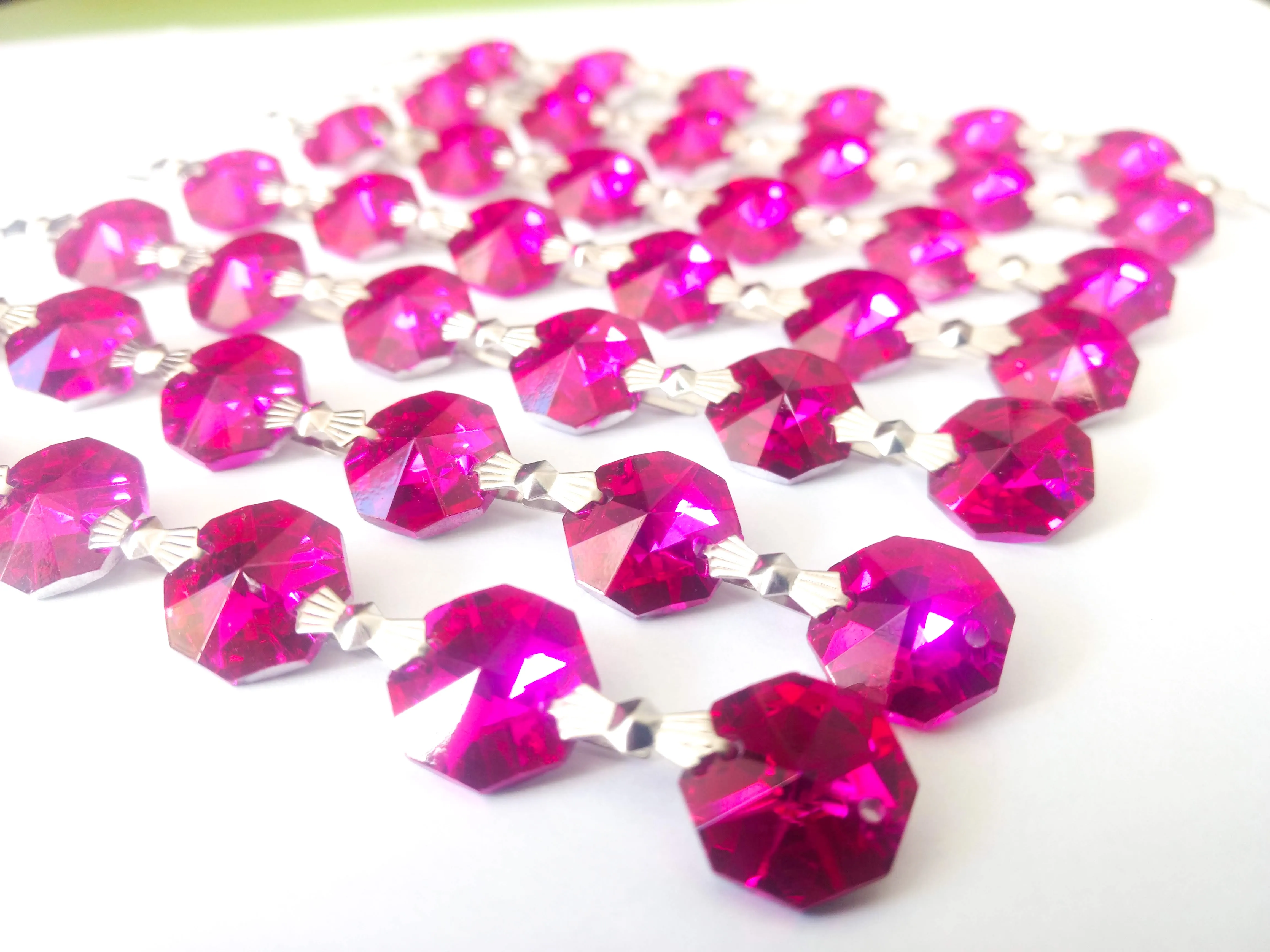 Metallic Fuchsia Pink Chandelier Crystal Garland Yard