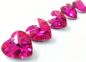 Metallic Fuchsia Pink Heart Chandelier Crystals 18mm Pack of 5
