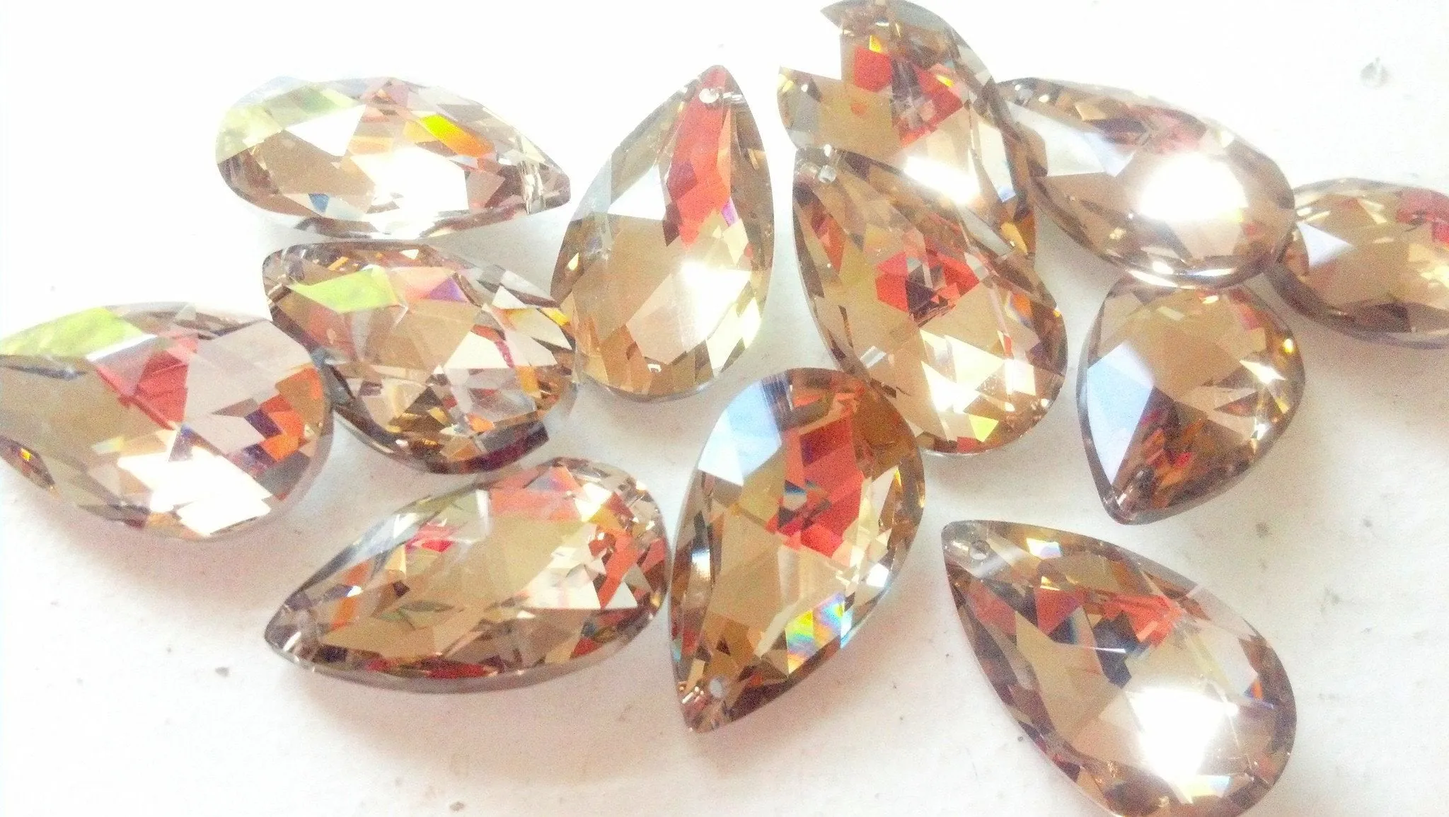 Metallic Gold 38mm Teardrop Foiled Chandelier Crystals, Pack of 5