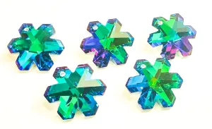 Metallic Green Snowflake Chandelier Crystals, 20mm Pendants Pack of 5