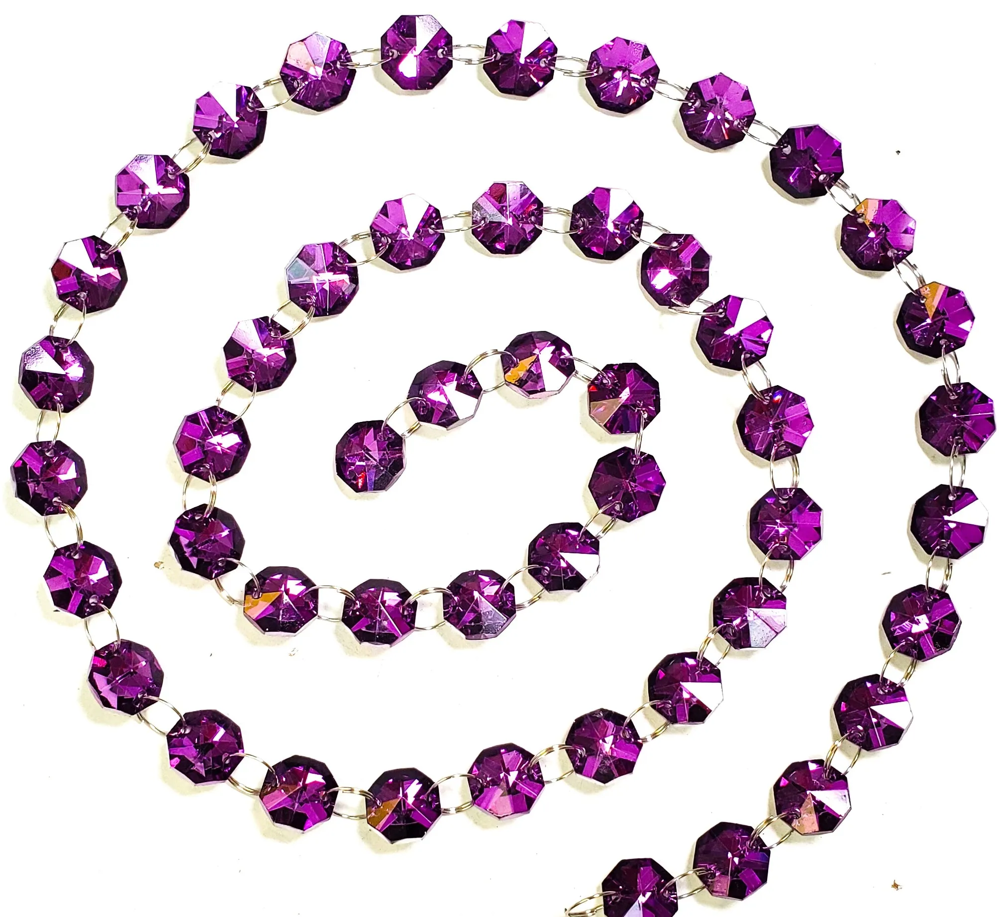 Metallic Purple Yard Chandelier Crystals Garland, Ring Connectors