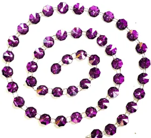 Metallic Purple Yard Chandelier Crystals Garland, Ring Connectors