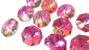 Metallic Rose Rainbow Chandelier Crystal Octagon Prisms 14mm Beads