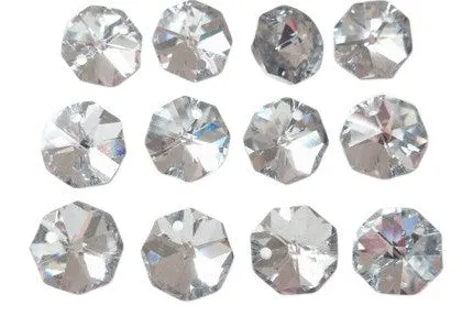 Metallic Silver 14mm Octagon Beads Chandelier Crystals 2 Holes