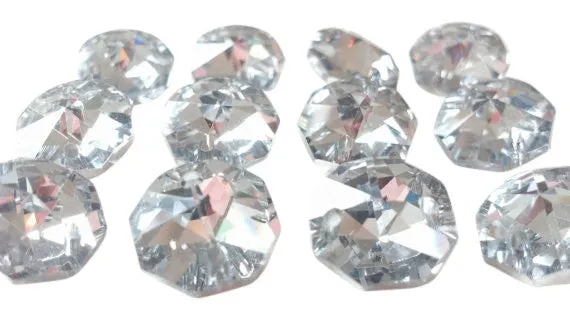Metallic Silver 14mm Octagon Beads Chandelier Crystals 2 Holes