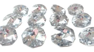 Metallic Silver 14mm Octagon Beads Chandelier Crystals 2 Holes