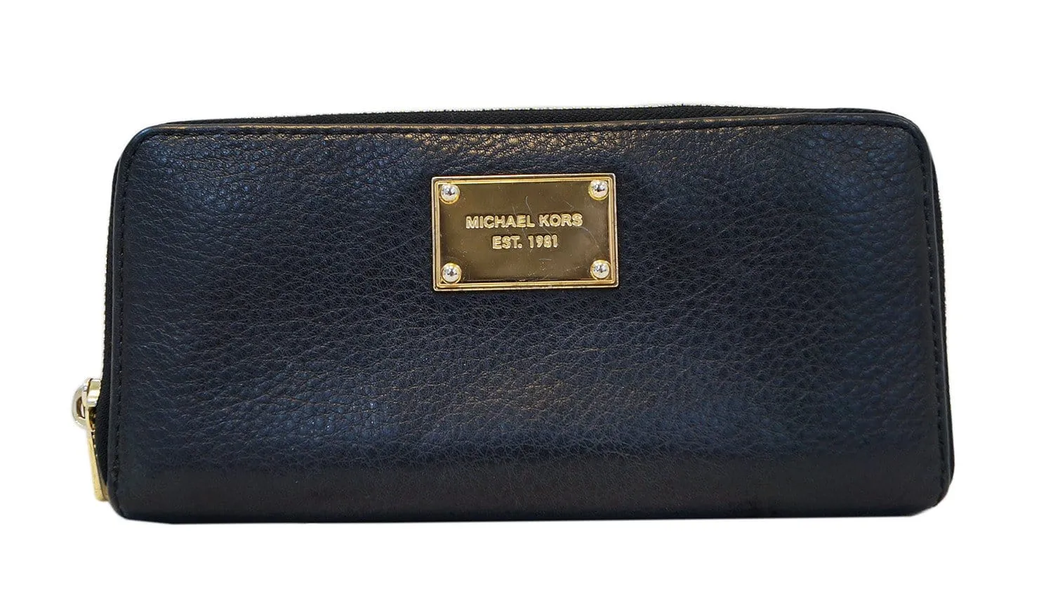 MICHAEL KORS Jet Set Black Pebbled Leather Wallet