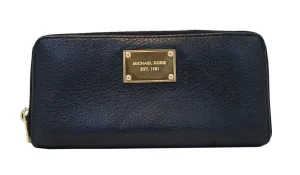 MICHAEL KORS Jet Set Black Pebbled Leather Wallet