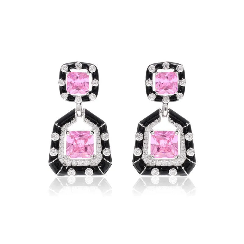 Midnight and Blush Chandelier earring