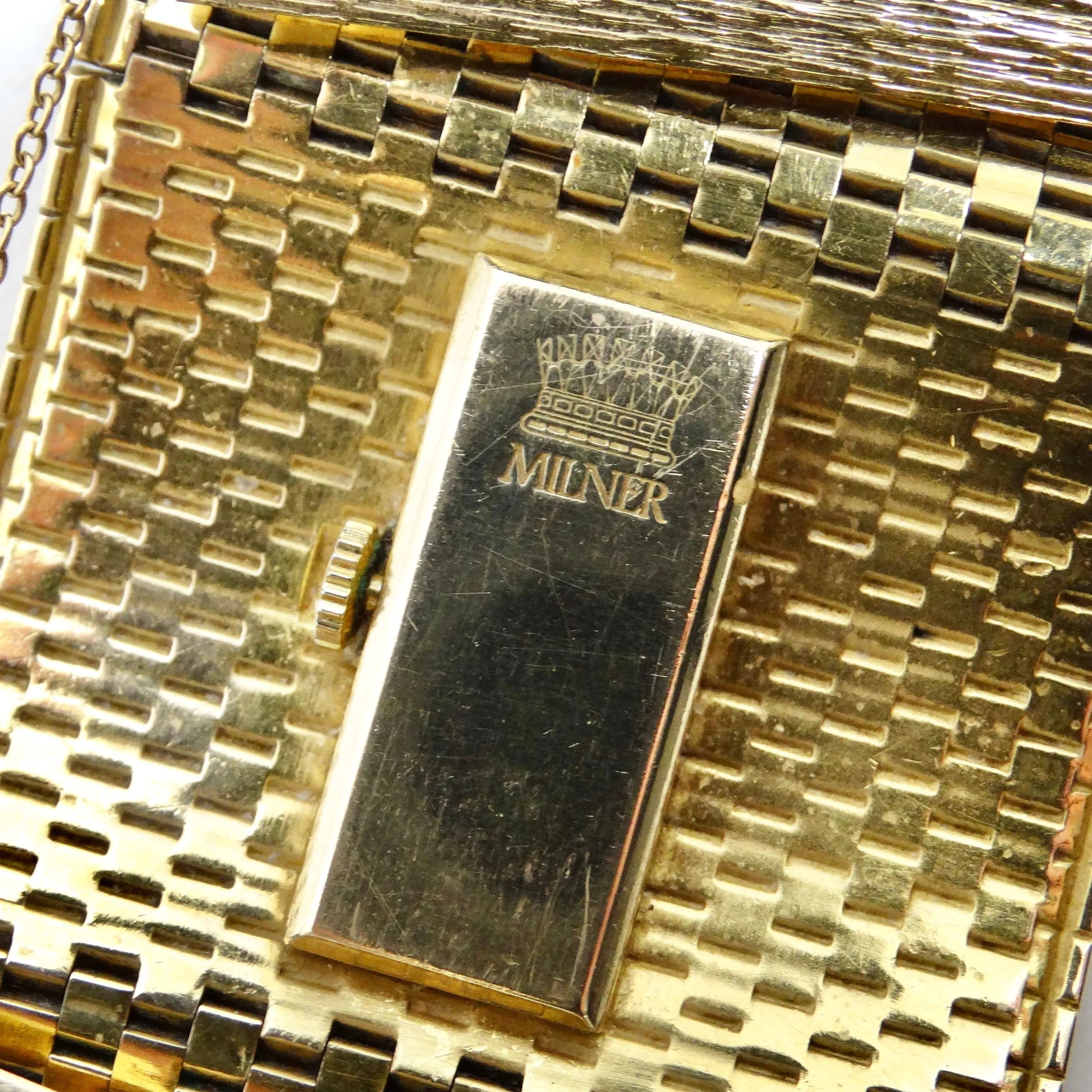 Milner Gold Malachite 1970s Bracelet Wristwatch