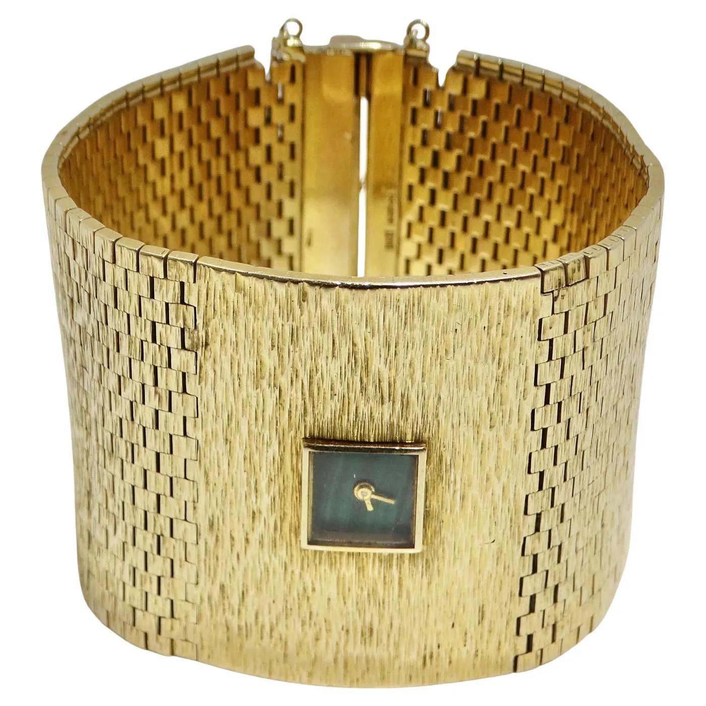 Milner Gold Malachite 1970s Bracelet Wristwatch