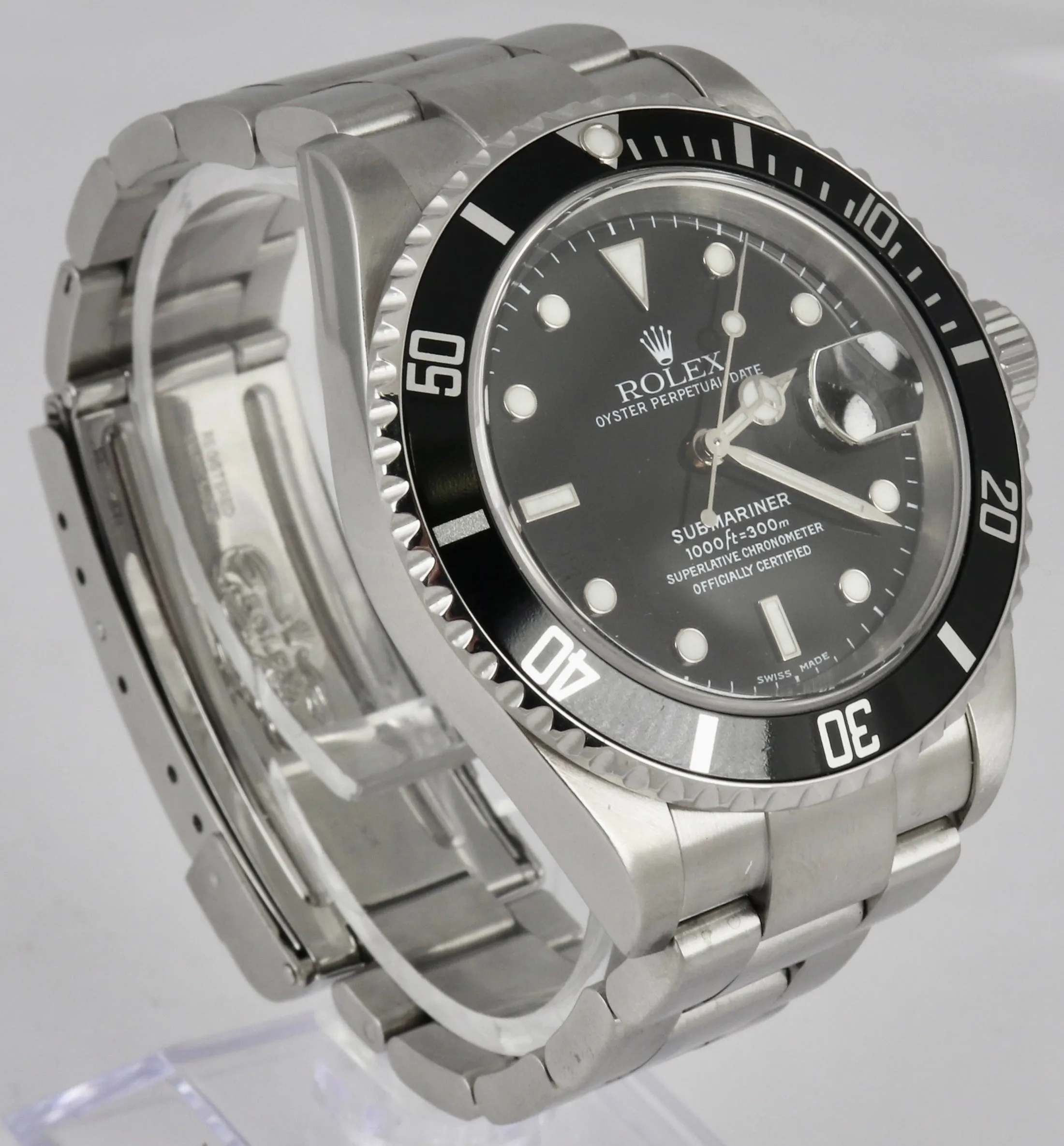 MINT 2002 Rolex Submariner Date 16610 SEL Stainless Black Ceramic 40mm Watch
