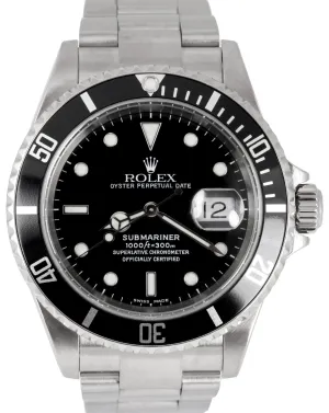 MINT 2002 Rolex Submariner Date 16610 SEL Stainless Black Ceramic 40mm Watch