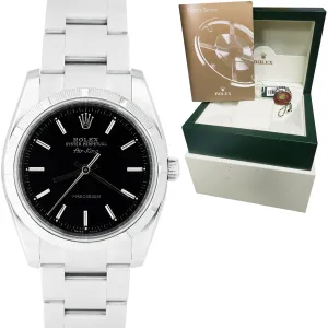 MINT Rolex Air-King Oyster Perpetual Steel Black Index 114210 34mm Watch 114200