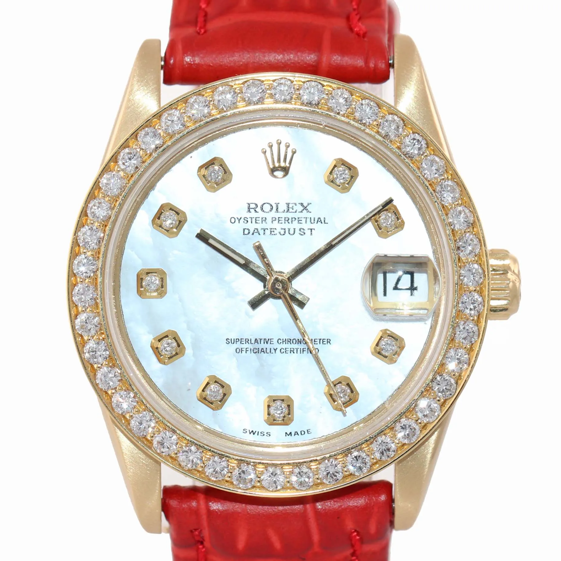 MINT Rolex President 68278 DateJust Midsize 31mm 18k Yellow Gold MOP Watch Box