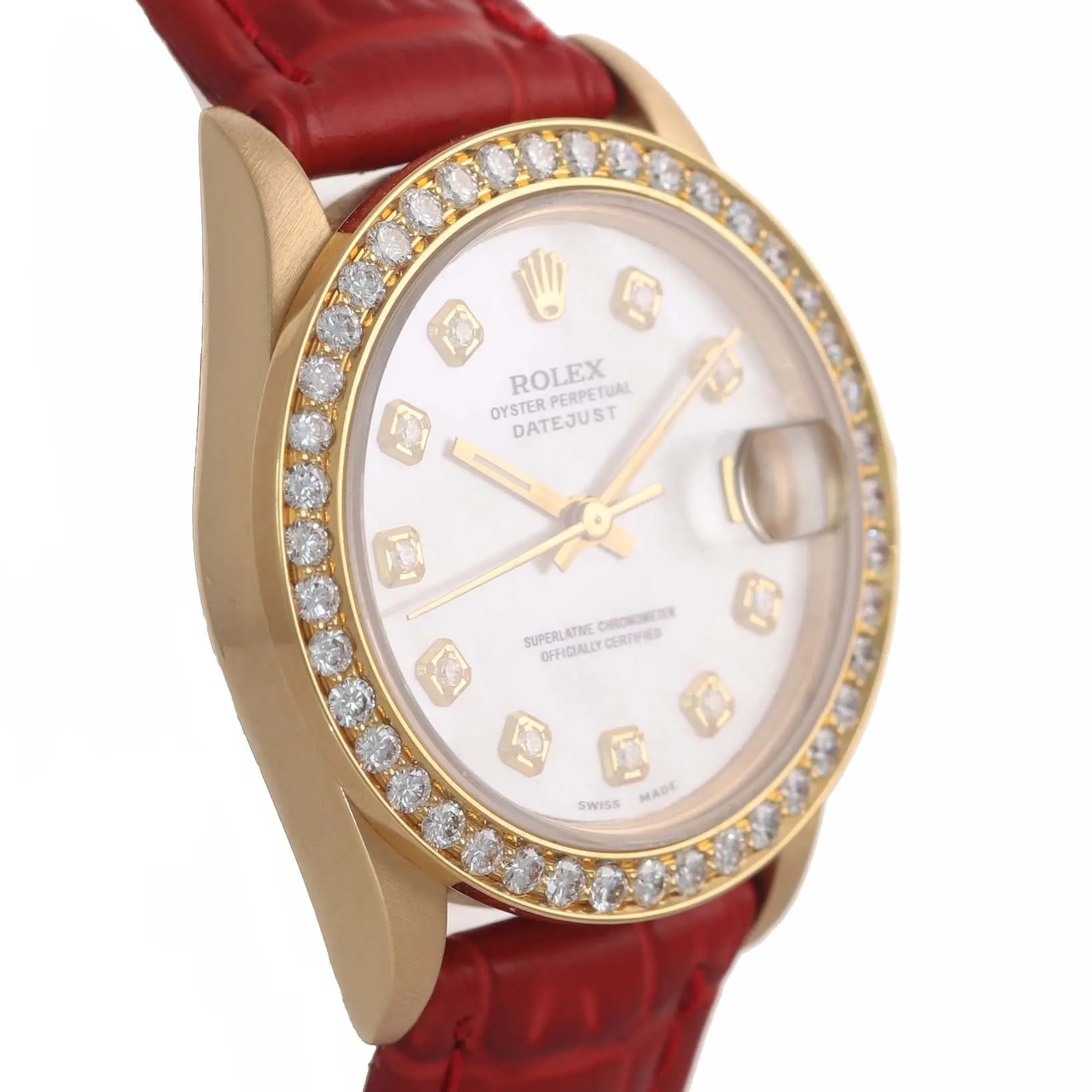 MINT Rolex President 68278 DateJust Midsize 31mm 18k Yellow Gold MOP Watch Box
