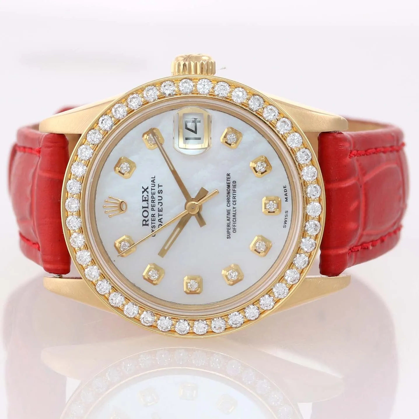 MINT Rolex President 68278 DateJust Midsize 31mm 18k Yellow Gold MOP Watch Box