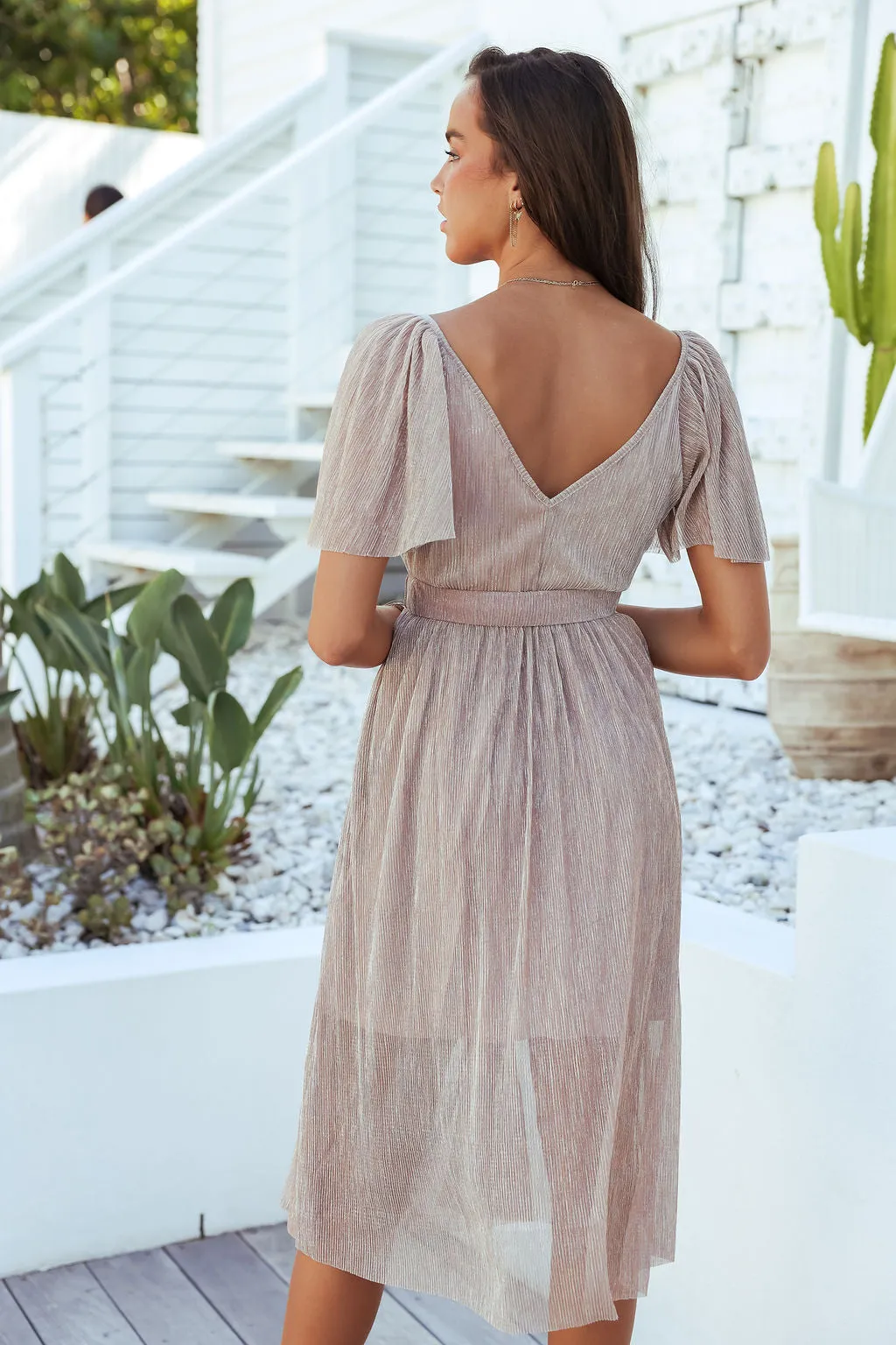 Misty Midi Dress-Beige