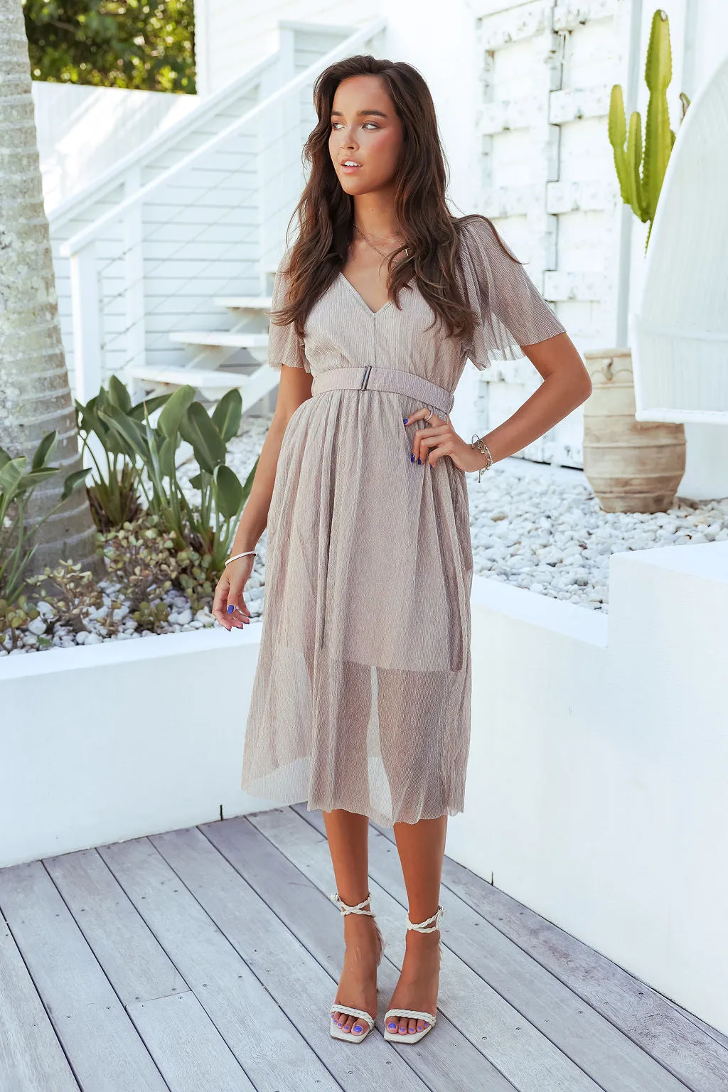Misty Midi Dress-Beige