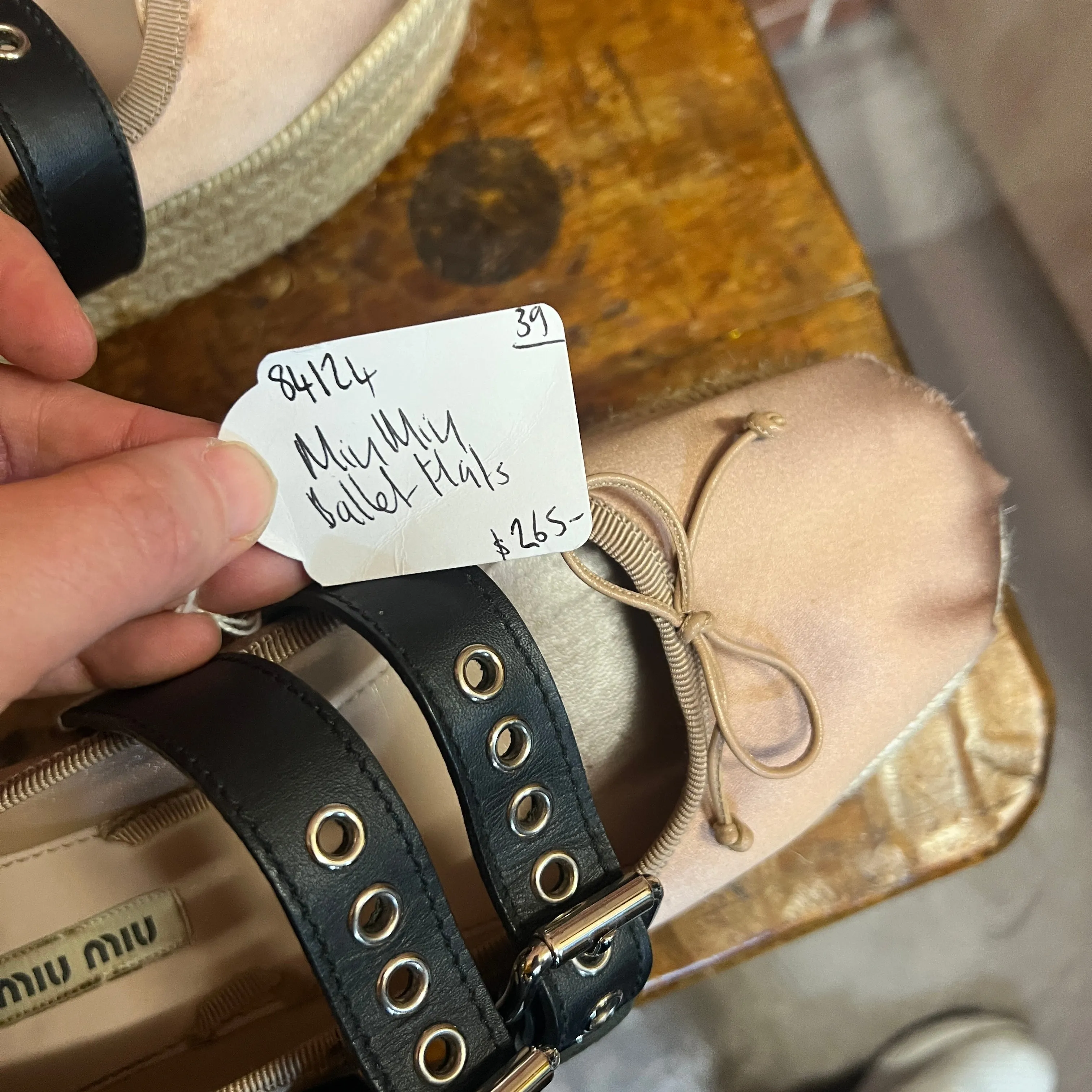 MIU MIU  satin ballet flats double buckle 39