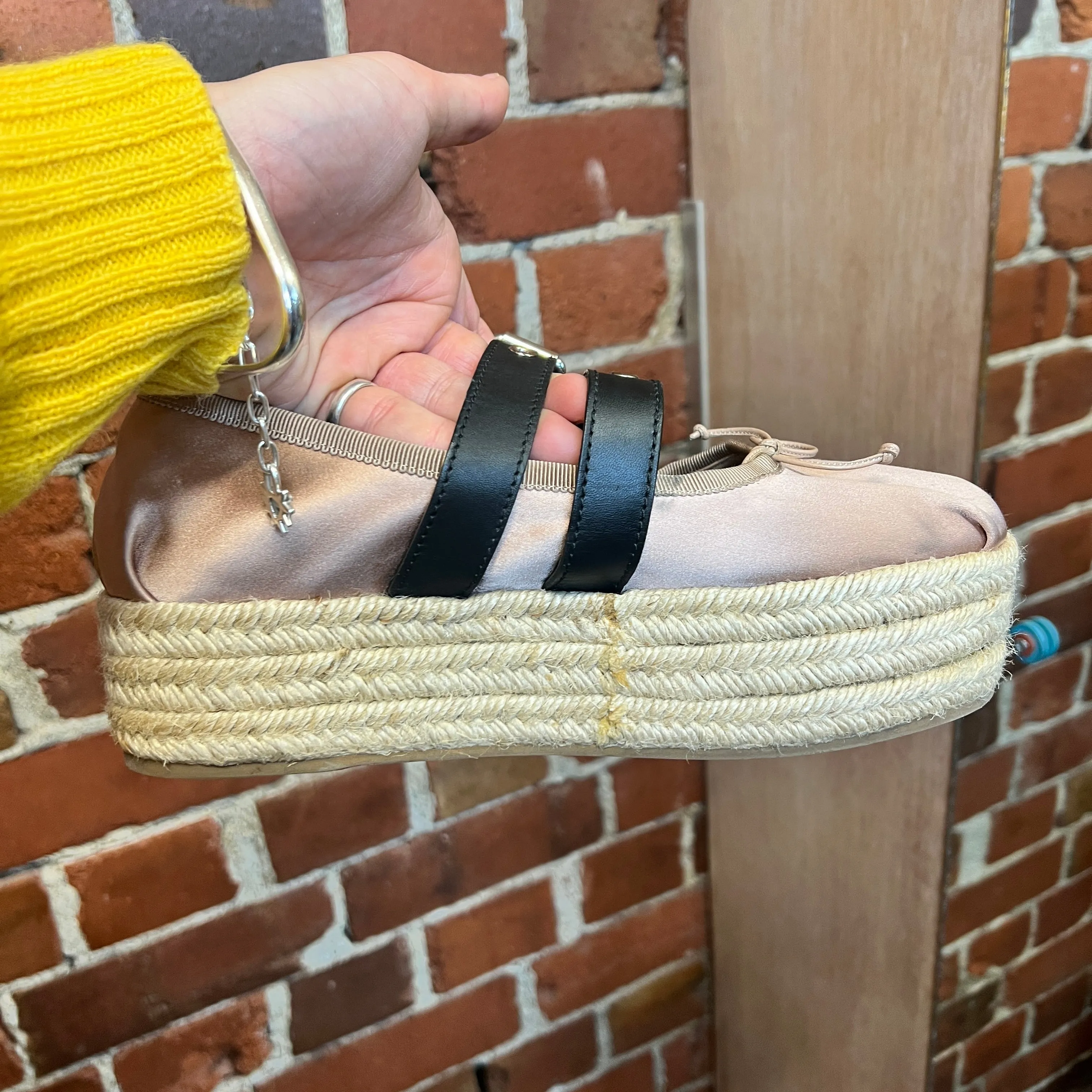 MIU MIU  satin ballet flats double buckle 39