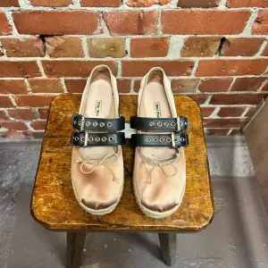 MIU MIU  satin ballet flats double buckle 39
