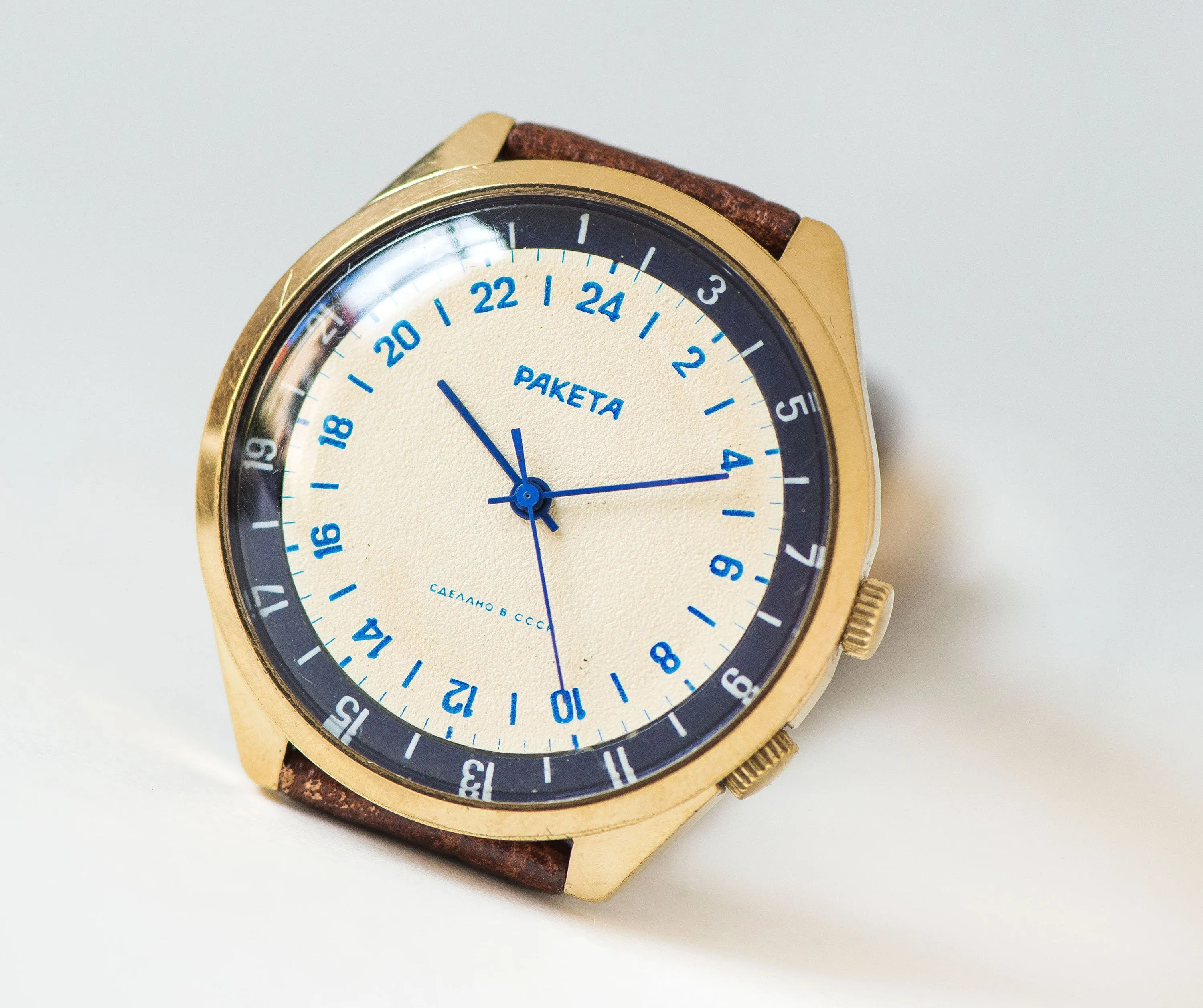 Modern men's watch Rocket limited edition 24 hours watch gold plated, chunky vintage miners watch, submariners watch gift, new luxury strap
