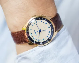 Modern men's watch Rocket limited edition 24 hours watch gold plated, chunky vintage miners watch, submariners watch gift, new luxury strap