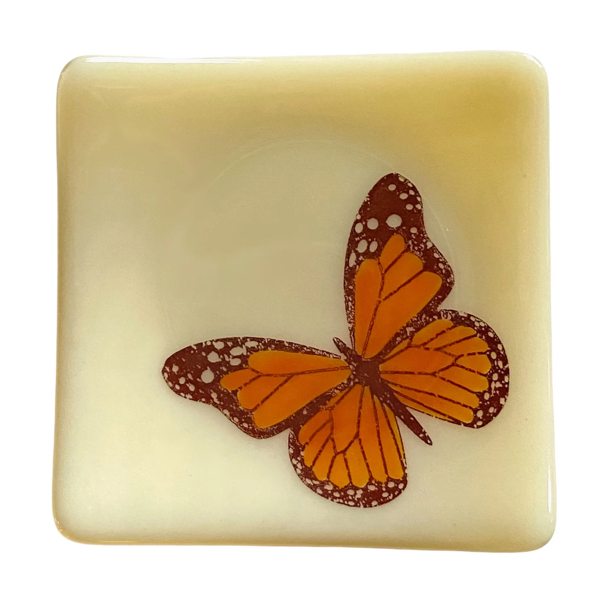 Monarch Butterfly Trinket Dish Glass