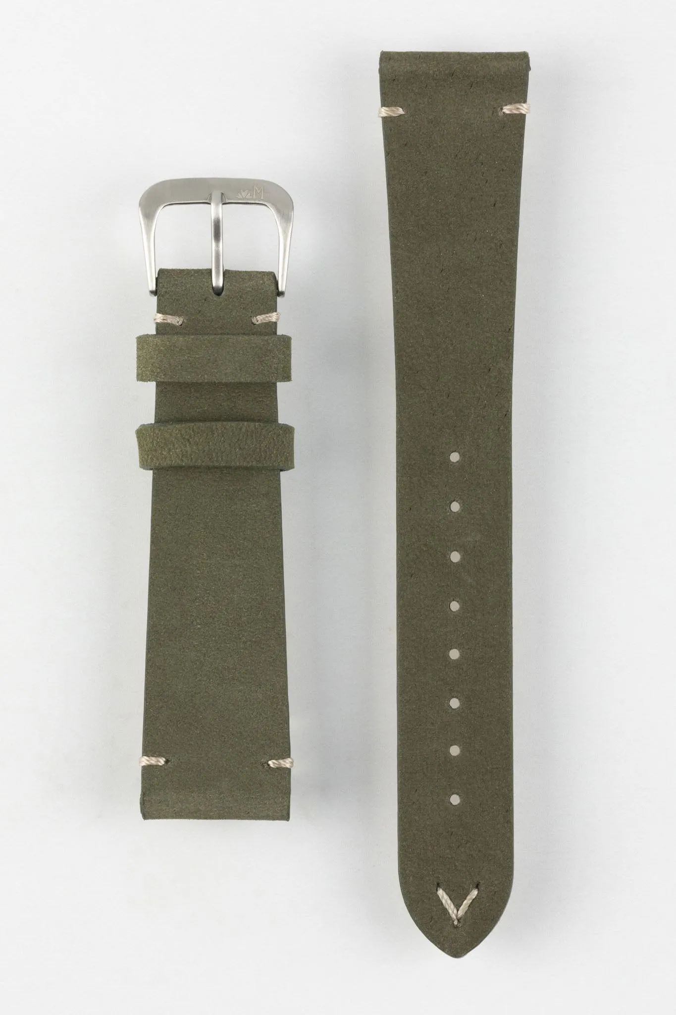 Morellato POLLOCK Vintage Lug-Stitched Calfskin Leather Watch Strap in GREEN