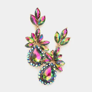 Multi-Color Marquise Stone Cluster Dangle Pageant Earrings | Prom Earrings | 590464
