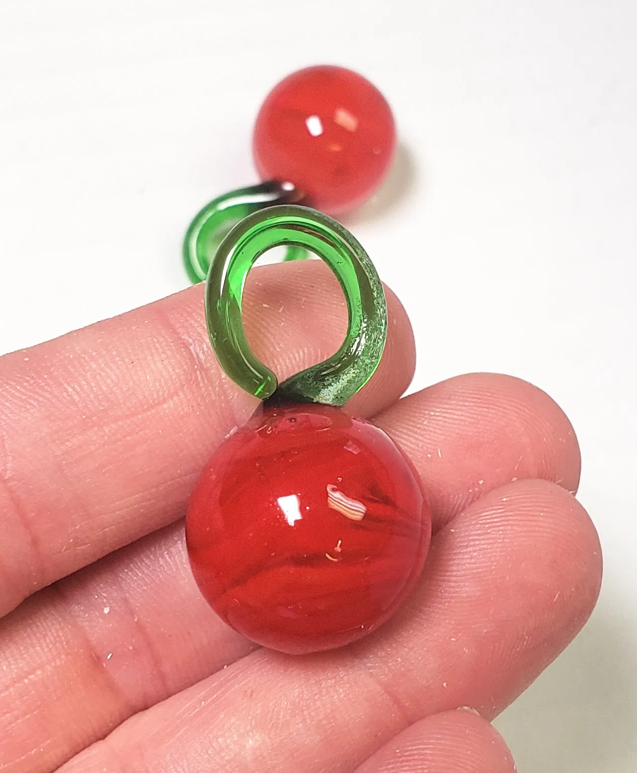 Murano Style Glass Cherries for Chandeliers, 20mm Cherry Fruit Ornaments