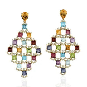 Natural Amethyst Chandelier Earrings In Yellow Gold February Birthstone Jewelry