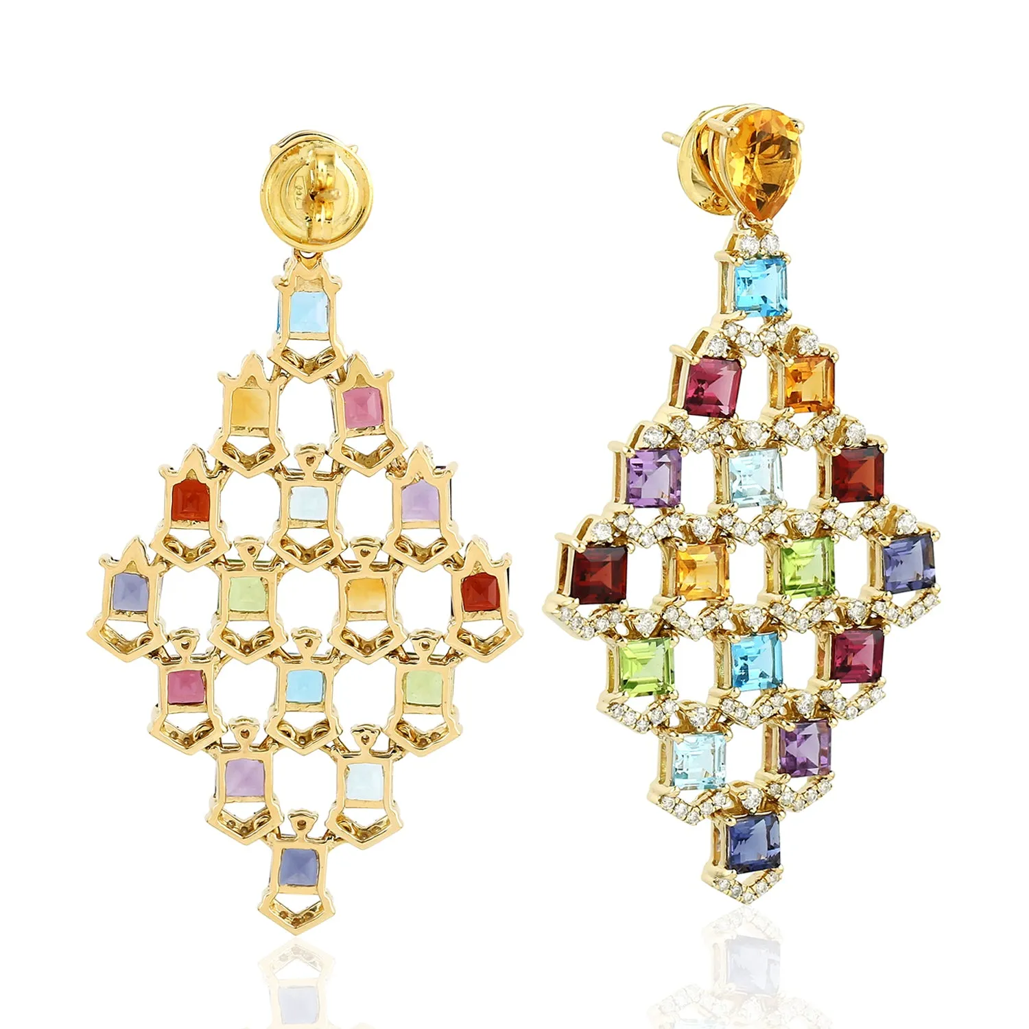 Natural Amethyst Chandelier Earrings In Yellow Gold February Birthstone Jewelry